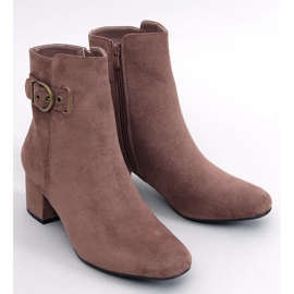 Lanne Bottines à talons bas kaki brun 1