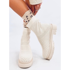 Bottines chaussettes à motif Rueda Beige 2