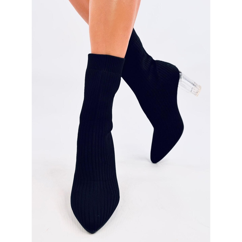 Destani Bottines chaussettes noires à talon transparent 1