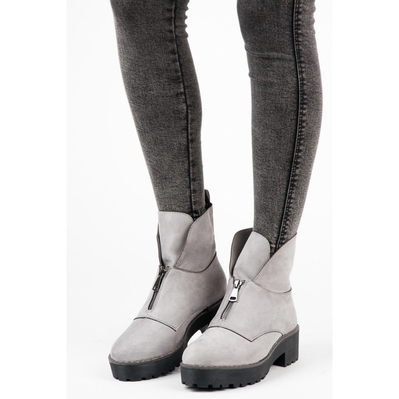 Vices Bottes fermées par une fermeture éclair gris 1