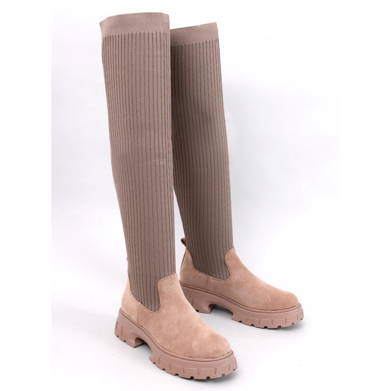 Bottines chaussettes Trotter kaki beige 1 Bottines chaussettes Trotter kaki beige 1
