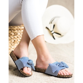 Sandales à rayures Vinceza blanche bleu 2