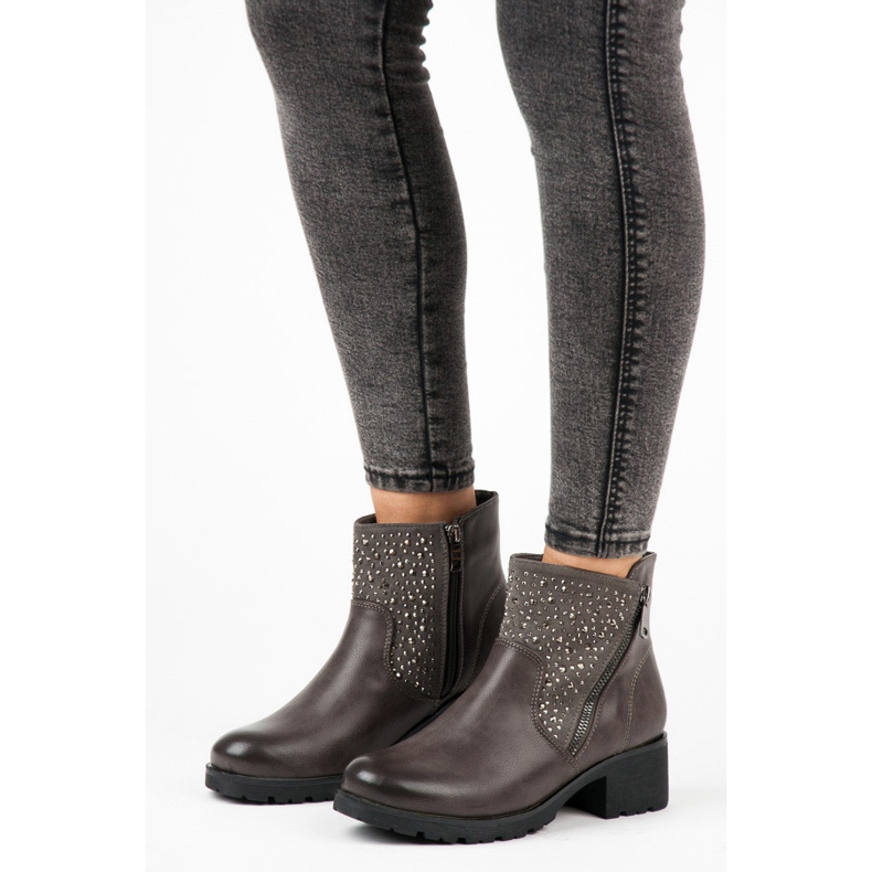 Vices Bottines zippées décontractées gris 1