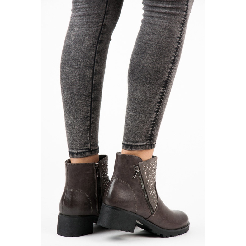 Vices Bottines zippées décontractées gris 2