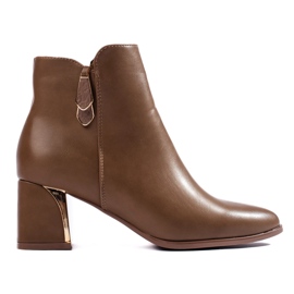 Bottines à talons hauts Shelovet marron pour femme beige 1