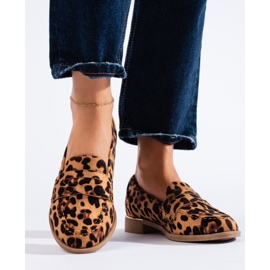 Mocassins femme Shelovet en daim léopard beige 1