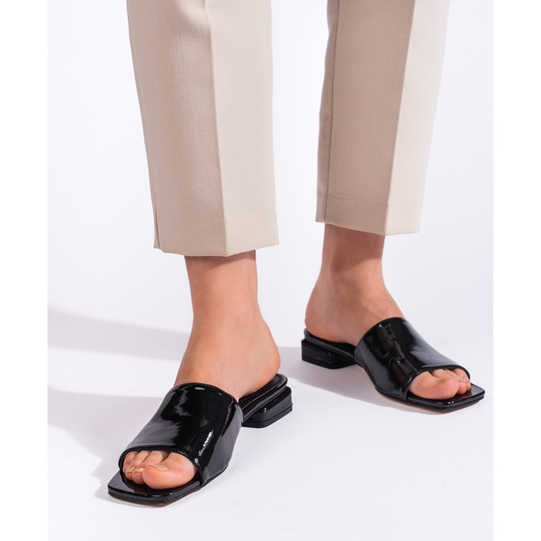 Goodin Mules classiques noires à talons pour femmes 1