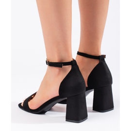 Sandales à talons hauts femme en daim noir le noir 3