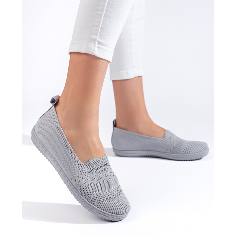 Slip-on femme en tissu gris 1