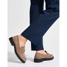 Mocassins femme en daim beige 2