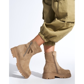 Bottines femme beige foncé avec fermeture éclair décorative 2 Bottines femme beige foncé avec fermeture éclair décorative 2