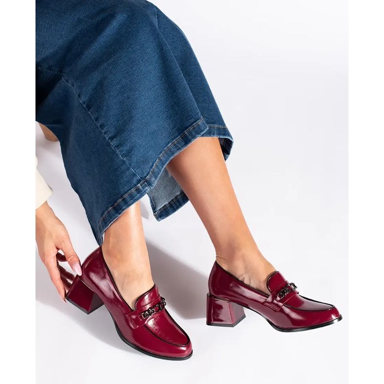 Chaussures à talons pour femme en cuir verni bordeaux rouge 2 Chaussures à talons pour femme en cuir verni bordeaux rouge 2