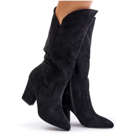 Cuissardes à talons hauts en éco-daim, Noir Clorira le noir 3