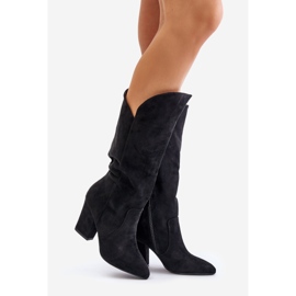 Cuissardes à talons hauts en éco-daim, Noir Clorira le noir 1