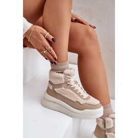 Baskets à plateforme pour femmes avec fourrure en peau de mouton Lee Cooper LCJ-24-47-3146 Beige 2