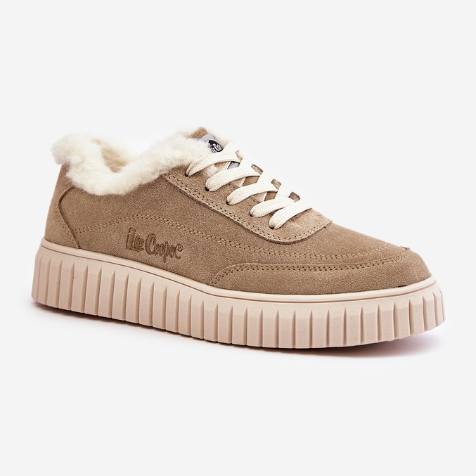Baskets en cuir doublées de fourrure pour femme Lee Cooper LCJ-24-01-2972 Beige 2