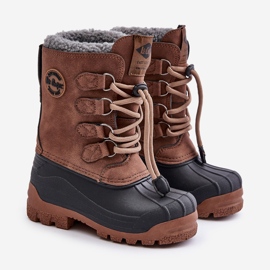 Bottes de neige hautes chaudes pour enfants avec cordon de serrage Lee Cooper LCJ-24-44-2842K marron brun 1