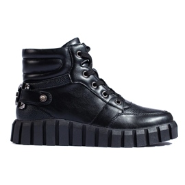 W. Potocki Bottes de sport pour femmes Potocki noires sur la plate-forme 1