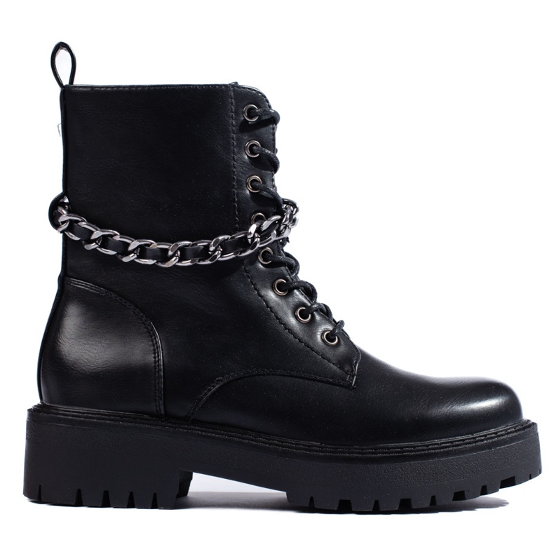 Baggies pour femmes noires avec une chaîne en cuir écologique le noir 1