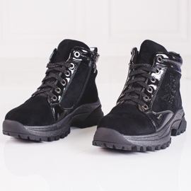 Bottes filles noires à semelle épaisse le noir 2
