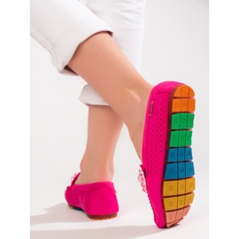 Mocassins femme ajourés avec cristaux Shelovet rose 2