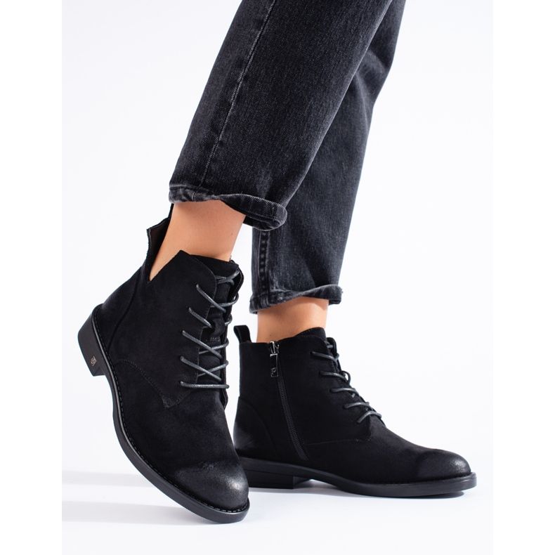 W. Potocki Bottines à lacets en daim noir Potocki 1