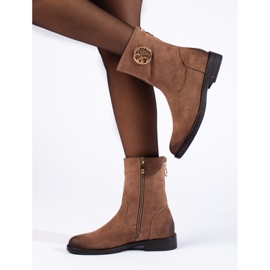 SHELOVET Bottines femme en daim beige foncé par Potocki 3
