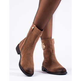 SHELOVET Bottines femme en daim beige foncé par Potocki 2
