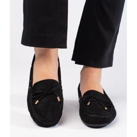 Mocassins femme en daim noir le noir 3