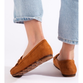 Mocassins femme en daim camel brun 4