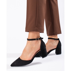 Escarpins femme en daim noir le noir 1