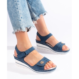 Sandales compensées bleues 1