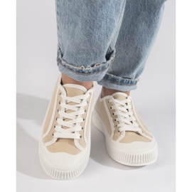 Baskets plateforme femme beiges 2