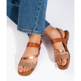 Sandales pour femmes marron et dorées de Sergio Leone brun 1