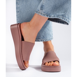 Sergio Leone Sandales compensées femme roses 2