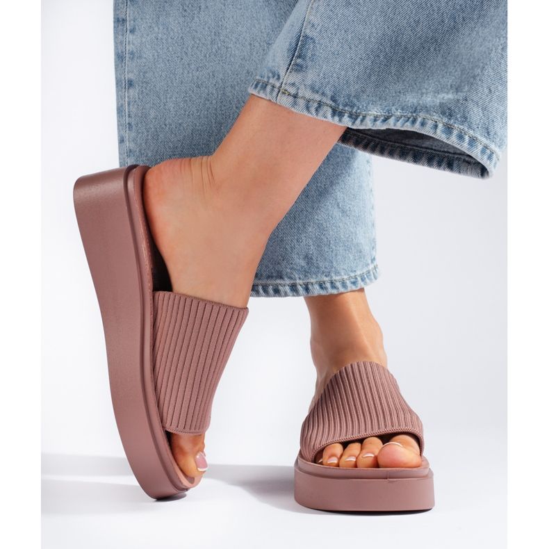 Sergio Leone Sandales compensées femme roses 2