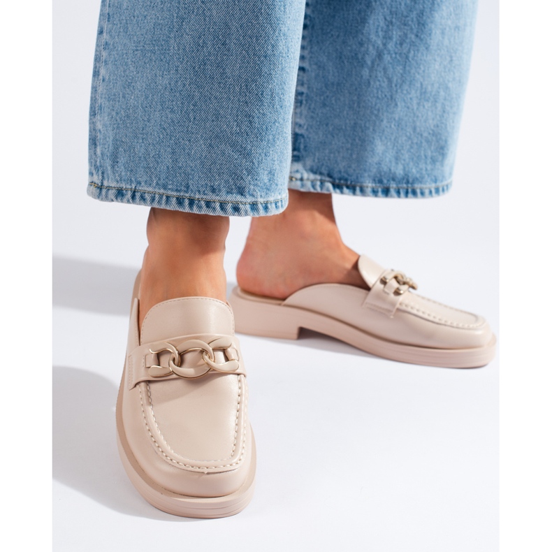 Tongs beiges à plateforme complète 1