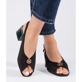 Élégantes sandales à talons en daim noir le noir 3