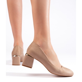Escarpins à talons en daim beige 2