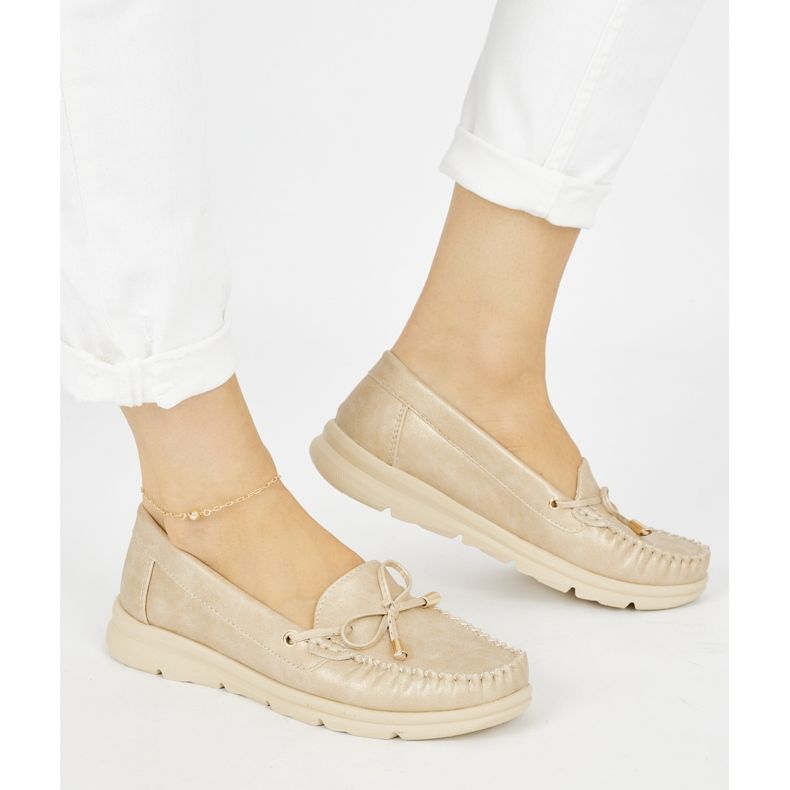 Seastar Mocassins confortables dorés en cuir écologique d'or 1