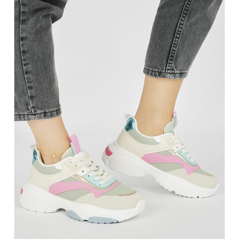 Chaussures de sport pour femmes à semelle épaisse vert 1