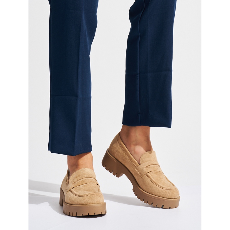 Goodin Mocassins femme en daim beige 1