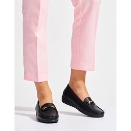 Mocassins femme noirs avec décoration 1