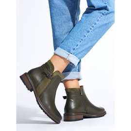 Bottines à talons bas pour femme vertes 2