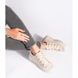 Baskets femme en cuir beige 1