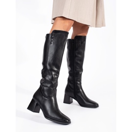 Bottines à talons en daim noir le noir 2