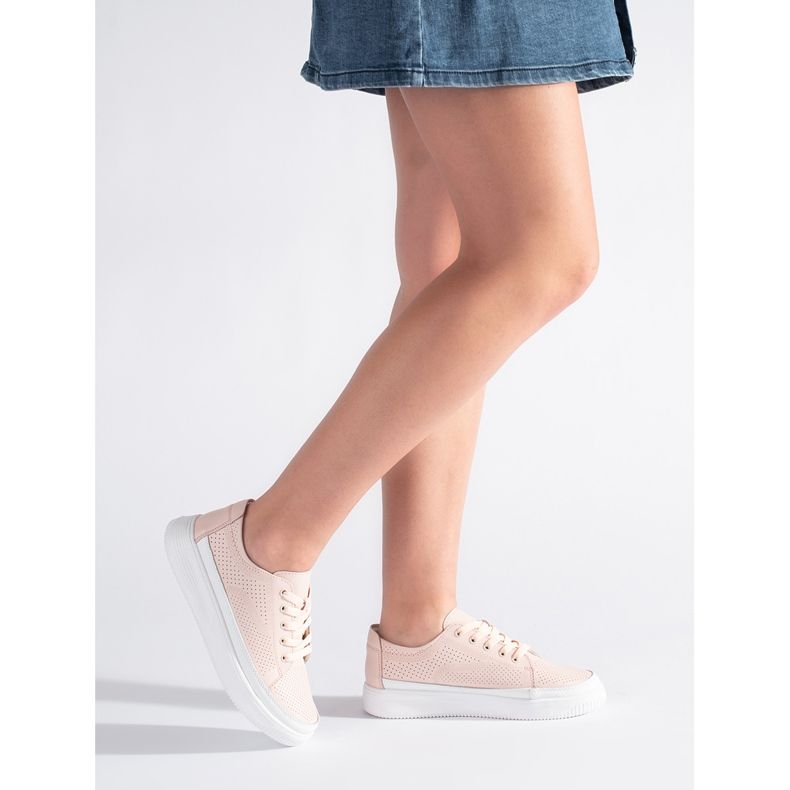 Baskets roses en cuir ajouré par Sergio Leone 1