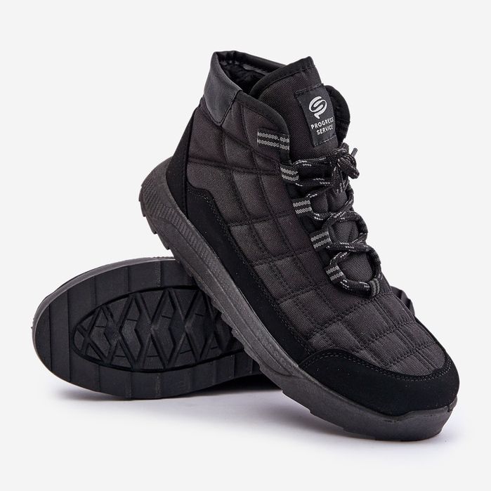 Bottes d'hiver isolées à lacets pour hommes Progress PROGJ-24-153 Noir 1