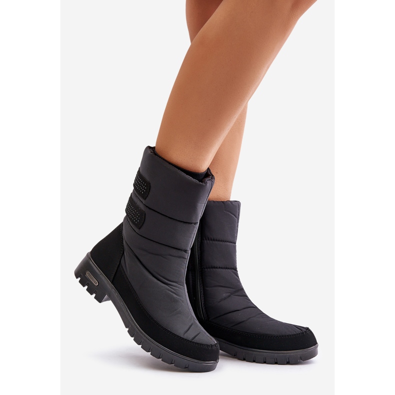 Bottes de neige à glissière Progress pour femmes PROGJ-21-16 Noir 1