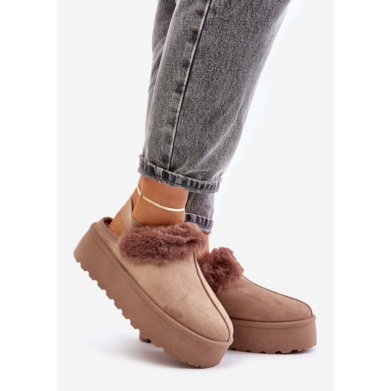 Chaussons Plateforme Femme Avec Fourrure, Beige Foncé Linaris 1 Chaussons Plateforme Femme Avec Fourrure, Beige Foncé Linaris 1
